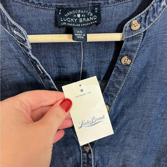 Lucky Brand • Tencel Linen Blend Long Sleeve Tie Waist Dress - Picture 3 of 8